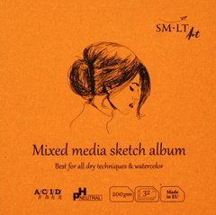Альбом Authentic Mixed Media Layflat, 14x14 см, 200 г/м2, 32 аркуші, Smiltainis