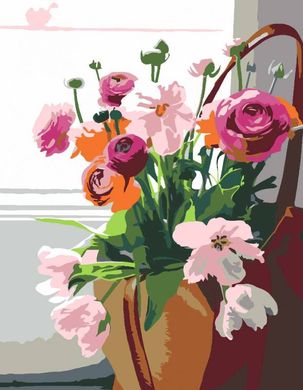 Картина по номерам Букет цветов на подоконнике, 35х45см, ROSA START