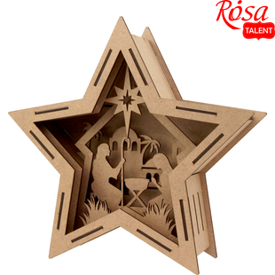 3D зірка-композиція Сцена Різдва велика, ДВП, 33x10x32 см, ROSA TALENT