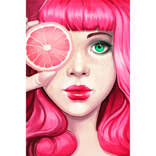 Полотно на ХДФ з контуром Pink, 20x30 см, бавовна, акрил, Arteo