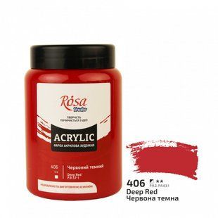 Фарба акрилова, Червона темна (406), 400 мл, ROSA Studio