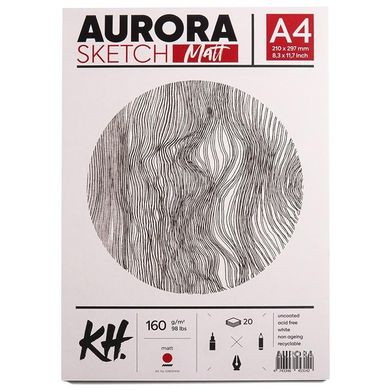 Альбом-склейка для малюнка Smooth & Matt А4, 21х29,7 см, 160 г/м2, білий, 20 аркушів, Aurora