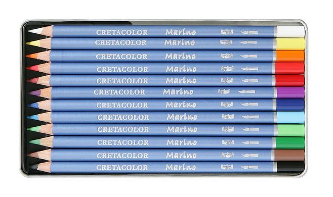Набір акварельних олівців Marino, 12 штук, металева упаковка, Cretacolor