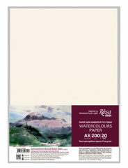 Папір акварельний А3, 200 г/м2, дрібне зерно, 20 аркушів, Rosa Studio