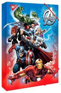 Папка для праці Marvel Avengers, А4, 4х23х32 см, картонна, на гумці, Yes