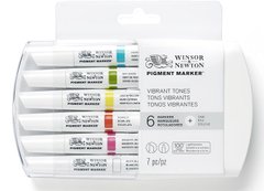 Набір двосторонніх маркерів, Pigment marker, Яскраві тони, 6 шт, W&N