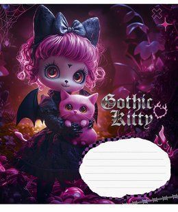Тетрадь ученическая Gothic cats А5, 18 листов в клетку, Школярик