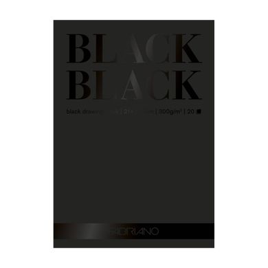Альбом-склейка mixed media Black Black А4, 21x29,7 см, 300 г/м2, 20 аркушів, чорний, гладкий, Fabriano