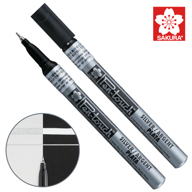 Маркер Pen-Touch Серебро, тонкий (Extra Fine) 0,7 мм, Sakura
