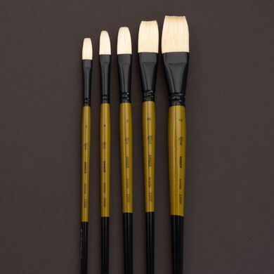 Кисть Amber 2306F, №6, щетина, плоская, длинная ручка, Rosa