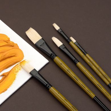 Кисть Amber 2306F, №6, щетина, плоская, длинная ручка, Rosa