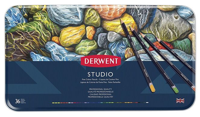 Набір кольорових олівців Studio, металева коробка, 36 штук, Derwent