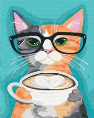 Картина за номерами Кіт і кава, 40x50 см, Brushme