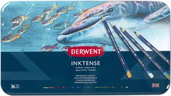 Набір чорнильних олівців Inktense, металева коробка, 36 штук, Derwent