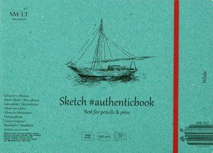 Альбом для ескизов Authentic, 24,5x17,6 см, 90 г/м2, 32 листа, белый, Smiltainis