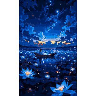 Картина по номерам SANTI Прогулка на лодке, 30x50 см, LED-подсветка