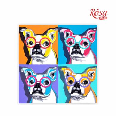 Полотно на картоні з контуром, Pop Art Dog, 30x30 см, бавовна, акрил, Rosa Start