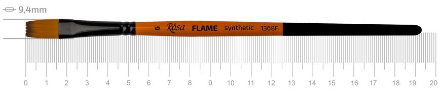 Кисть Flame 1368F, №6, cинтетика, плоская, короткая ручка, Rosa