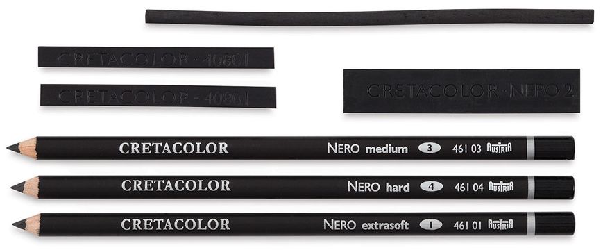 Набор угля Nero Deep Black Pocket Set, 7 штук, металлическая коробка, Cretacolor