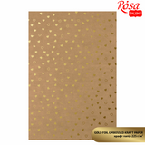 Папір&nbsp;дизайнерський&nbsp;Gold Hearts,&nbsp;А4, 21x29,7 см,&nbsp;225г/м&sup2;, двосторонній, матовий,&nbsp;з тисненням, ROSA&nbsp;TALENT