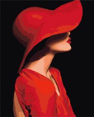 Картина за номерами Незнайомка в червоному, 40x50 см, Brushme