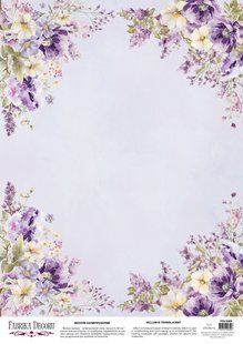 Веллум з малюнком Floral Sentiments Бузкова рамка, А3, 29,7х42 см, 90 г/м&sup2;, аркуш, Fabrika Decoru