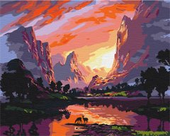 Картина по номерам Яскравий захід в горах, 40x50 см, Brushme
