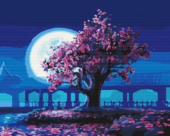 Картина по номерам Сакура в лунном свете, 40х50 см, Brushme