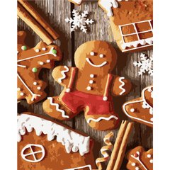 Картина по номерам Strateg ПРЕМИУМ Новогоднее печенье, подарок лак + уровень, 40х50 см, GS1573
