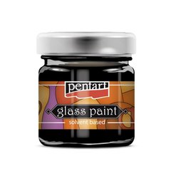 Фарба вітражна Glass paint, на основі розчинника, холодної фіксації, Чорна, 30 мл, Pentart