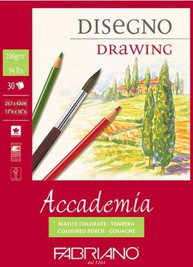 Альбом-склейка для малюнка Accademia, А3, 29,7x42 см, 200 г/м2, 30 аркушів, Fabriano