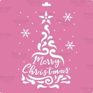 Трафарет багаторазовий Merry Christmas, святкова ялинка, №240, XL, 30х30 см, Fabrika Decoru