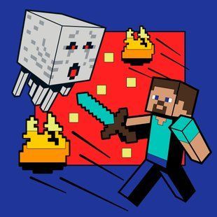 Картина за номерами Minecraft Стів та Гаст, 25х25 см, LED підсвітка, Santi