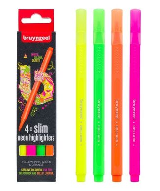 Набір маркерів Neon Highlighter Slim 4 кол, Bruynzeel