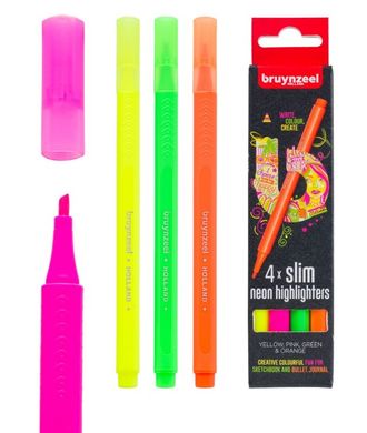 Набір маркерів Neon Highlighter Slim 4 кол, Bruynzeel