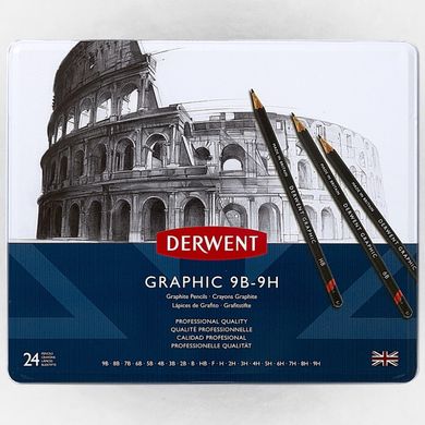 Набор графитных карандашей Graphic Designer, металлическая коробка, 24 штуки, Derwent