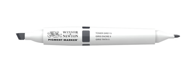 Маркер двосторонній, Pigment marker, (136) Сірий тонер 5, Winsor & Newton