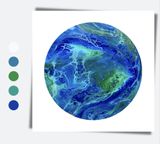 Набір Mini Fluid Art Box Синьо-зелений (1 картина), 30 см