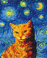 Картина по номерам Кот в звездную ночь, 40x50 см, Brushme