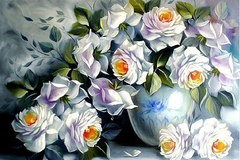 Алмазная вышивка Белые Розы 60x40 см