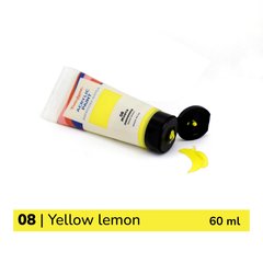 Краска акриловая глянцевая, Желтая лимонная, 60 мл, Brushme