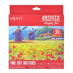 Набор художественных цветных карандашей Highly Pro, 24 штук, Santi