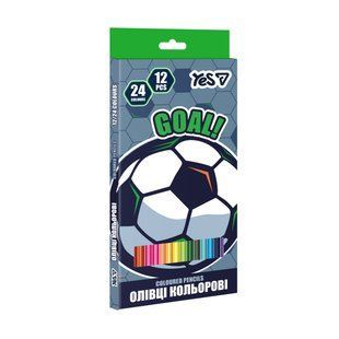 Олівці кольорові Yes Football, 12 шт, 24 кольори