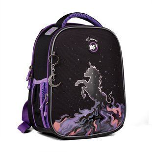 Рюкзак шкільний, каркасний H-100 Magic Unicorn, чорний, Yes