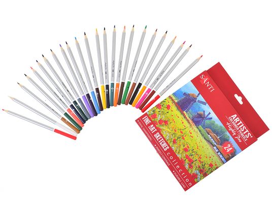 Набір художніх кольорових олівців Highly Pro, 24 штук, Santi