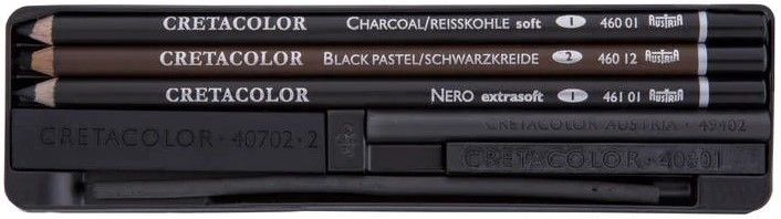 Набор угля Charcoal Pocket Set, 8 штук, металлическая коробка, Cretacolor