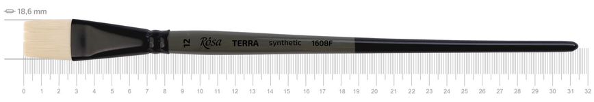Кисть Terra 1608F, №12, cинтетика, плоская, длинная ручка, Rosa