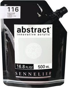 Краска акриловая Sennelier Abstract, Белила титановые №116, 500 мл, дой-пак