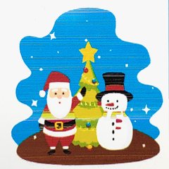 Картина по номерам Strateg Дед Мороз со снеговиком под елкой, 20х20 см, HH6332