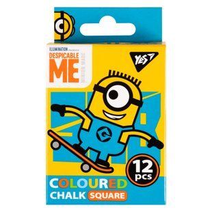 Мелки цветные Minions, 1х1х8 см, квадратные, 6 цветов, 12 штук, Yes